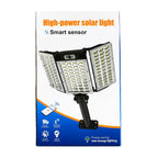 Lampă solara LED 560 SMD cu 3 panouri, senzor miscare si telecomanda