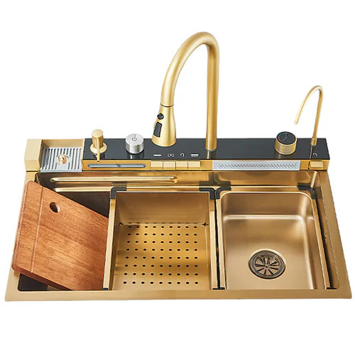 Chiuveta multifunctionala cu 2 cascade cu accesorii incluse, afisaj digital a temperaturii si robinet cascada,