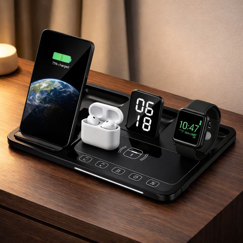 Statie de incarcare wireless, 30W, cu control tactil si incarcare rapida Imagine principală a produsului