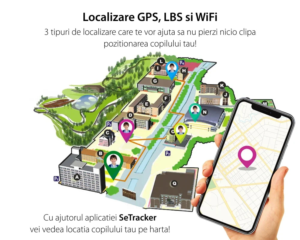 Ceas smartwatch LT25 pentru copii, cu GPS, 4G