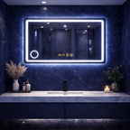 Oglindă LED premium, 90x70 cm, iluminare reglabila, lupa, touch, dezaburire, ceas