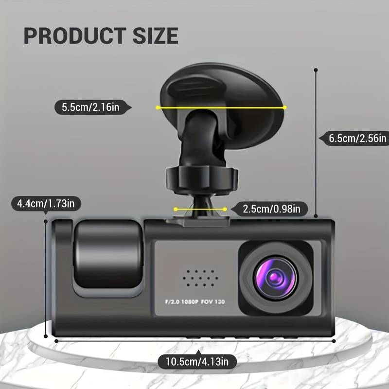 RESIGILAT - Camera auto tripla FullHD, 3 camere-fata/spate/interior, ecran 2'', G Senzor Imagine secundară a produsului