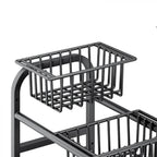 Raft metalic pentru depozitare sub chiuveta, extensibil 55-85 cm, 4 cosuri, 85 (L) x 25 (l) x (H) cm, negru