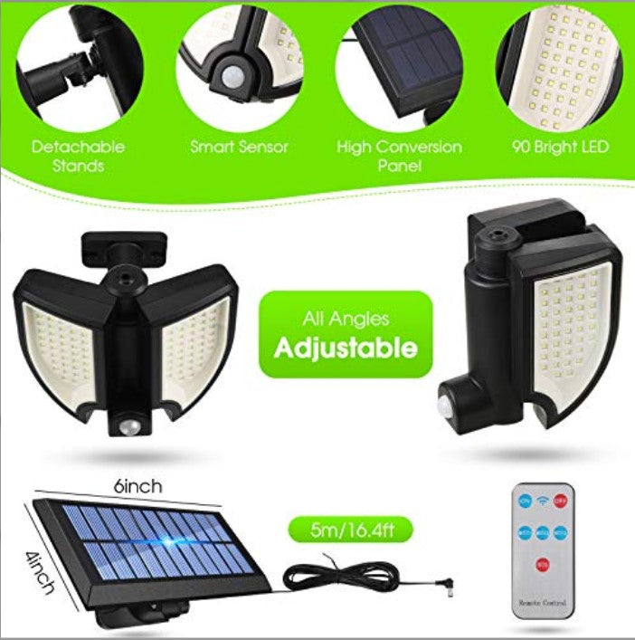 Lampă solara 90 LED, senzor de miscare, telecomanda