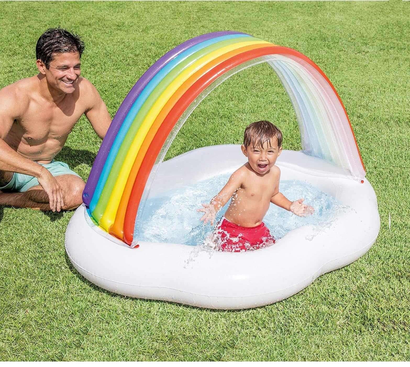 Piscina gonflabila pentru copii Rainbow, Intex, 142x119x84 cm, 82 L, multicolor Imagine principală a produsului