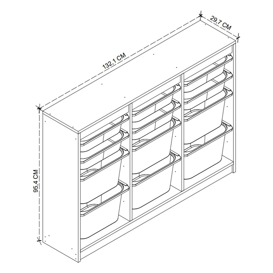 Dulap Lara multifunctional cu 12 cosuri textile, organizator cu cadru metalic anti-rugina, capacitate maxima