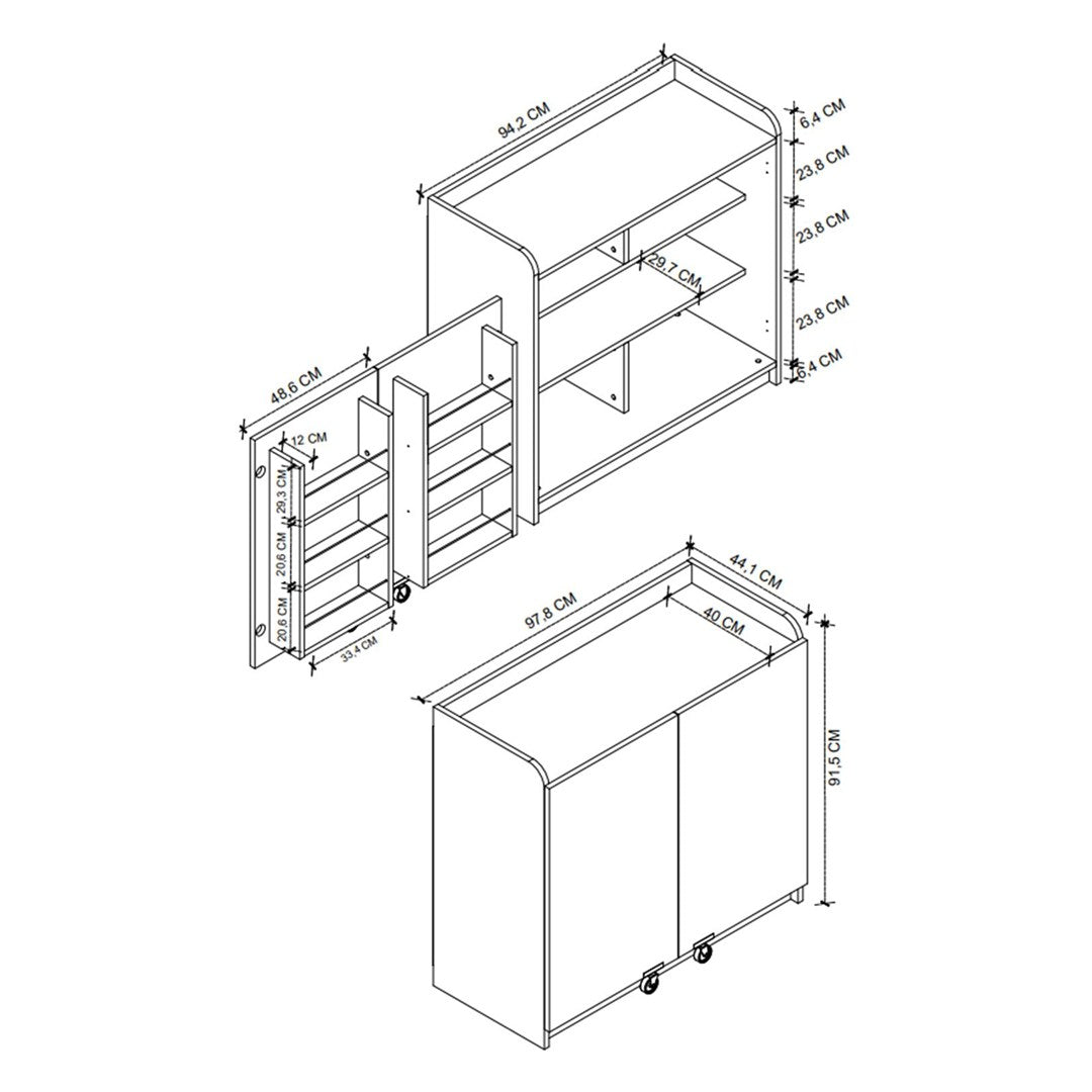 Dulap Gokce camara multifunctional 80 x 180 cm, dulap Bucătărie sau depozitare inalt, rafturi reglabile pe inaltime