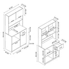 Dulap Aybuke multifunctional cu 4 usi si sertar, mobilier Bucătărie colt cafea sau camara 90 x 180 cm, PAL
