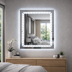 Oglindă LED cu ceas digital si dezaburire, lumina reglabila touch, 60x80 cm