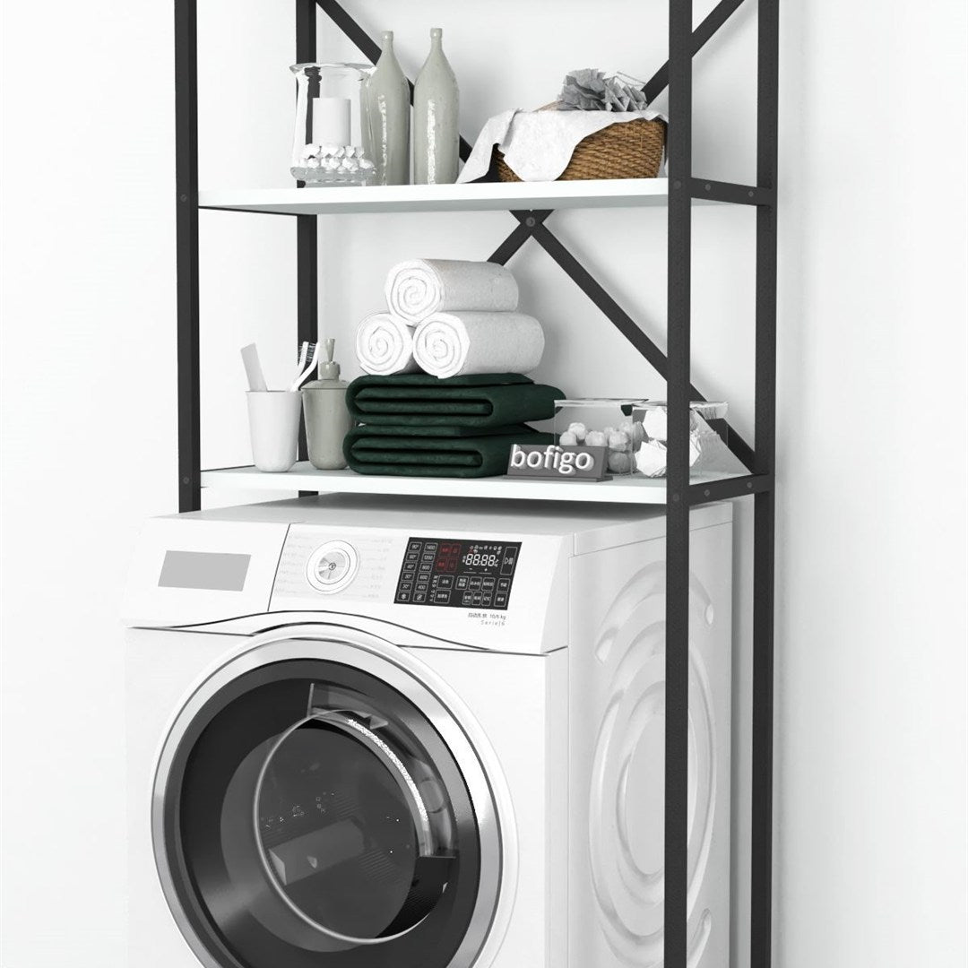 Organizator baie metalic multifunctional, raft baie cu 4-5 polite deschise 40 x 100 cm, cadru anti-rugina pentru Imagine principală a produsului