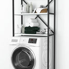 Organizator baie metalic multifunctional, raft baie cu 4-5 polite deschise 40 x 100 cm, cadru anti-rugina pentru