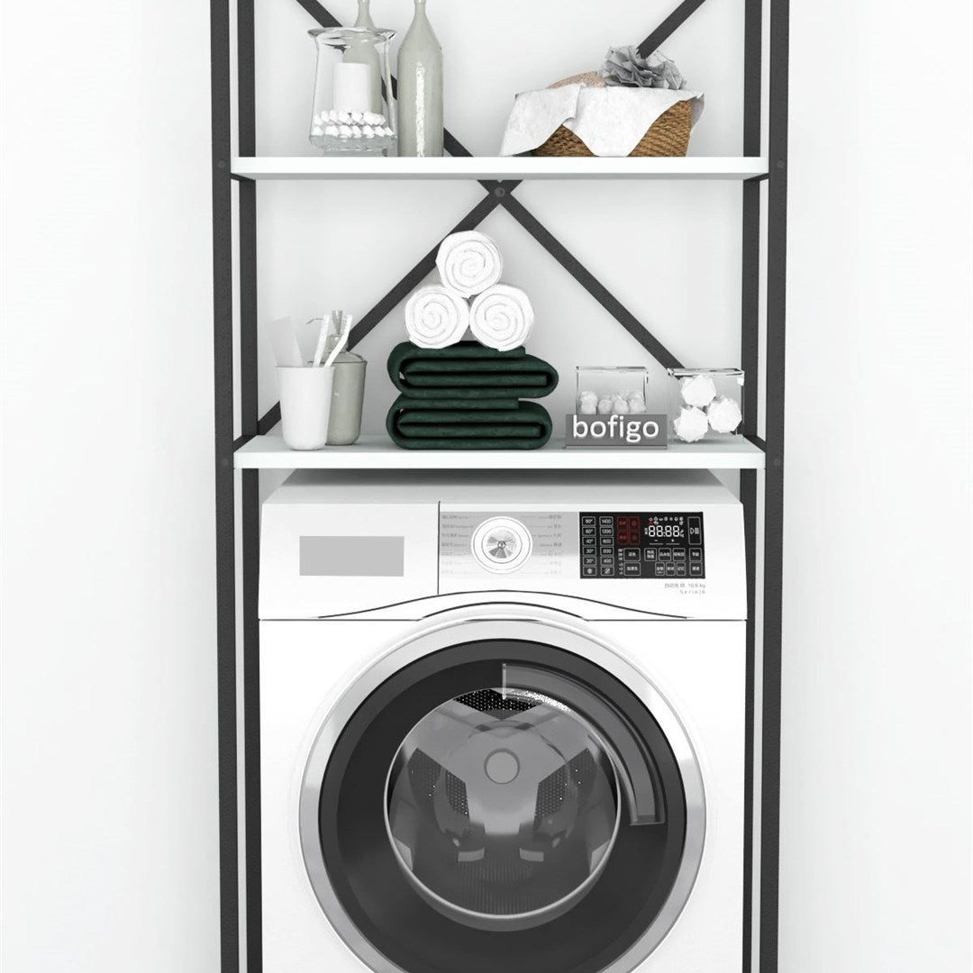 Organizator baie metalic multifunctional, raft baie cu 4-5 polite deschise 40 x 100 cm, cadru anti-rugina pentru Imagine secundară a produsului