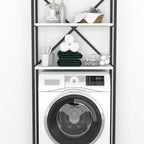 Organizator baie metalic multifunctional, raft baie cu 4-5 polite deschise 40 x 100 cm, cadru anti-rugina pentru