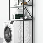 Organizator baie metalic multifunctional, raft baie cu 4-5 polite deschise 40 x 100 cm, cadru anti-rugina pentru