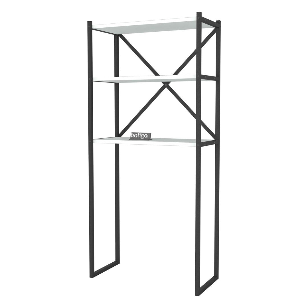 Organizator baie metalic multifunctional, raft baie cu 4-5 polite deschise 40 x 100 cm, cadru anti-rugina pentru