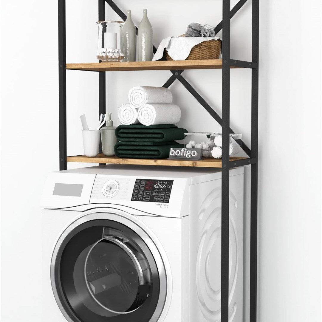 Organizator baie metalic multifunctional, raft baie cu 4-5 polite deschise 40 x 100 cm, cadru anti-rugina pentru