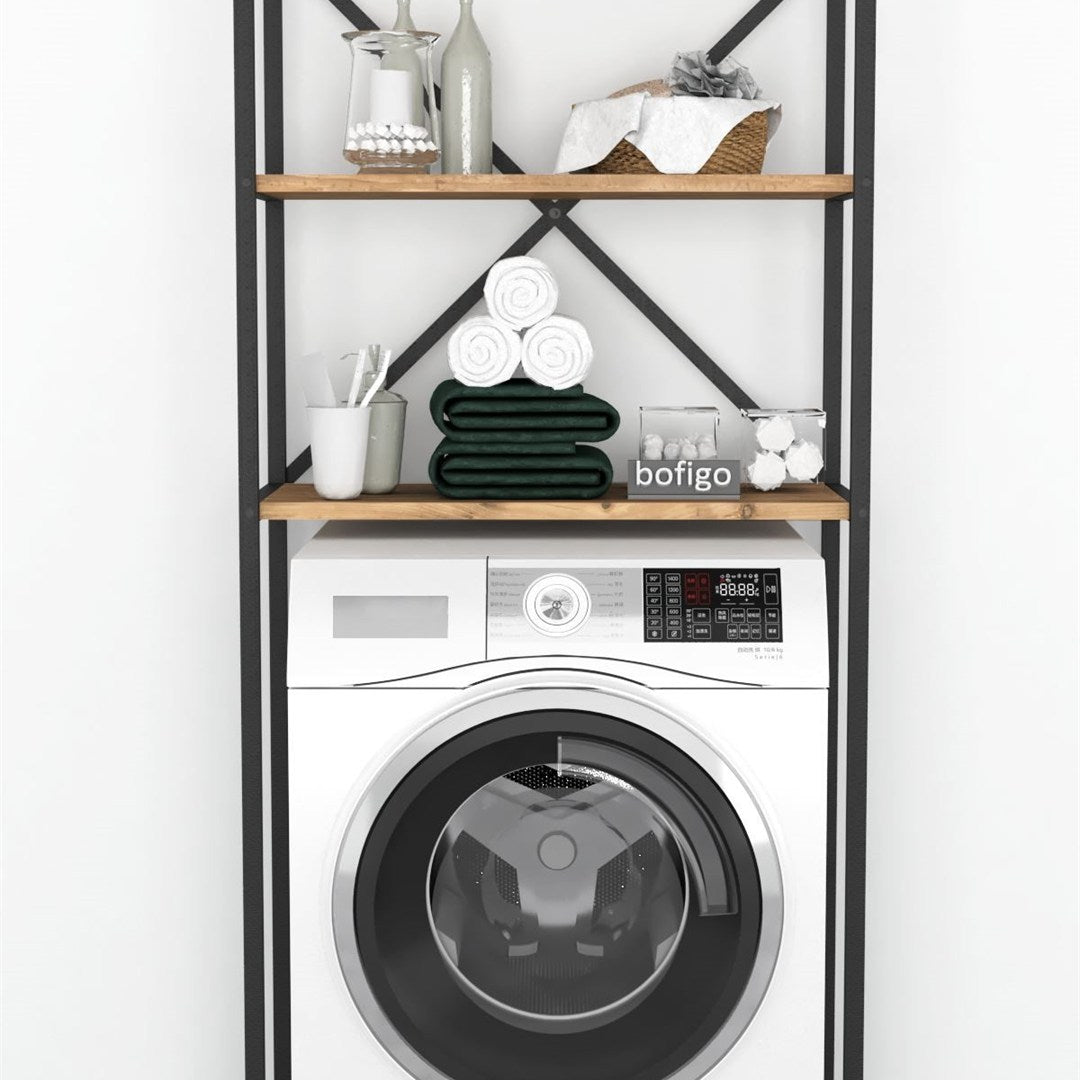 Organizator baie metalic multifunctional, raft baie cu 4-5 polite deschise 40 x 100 cm, cadru anti-rugina pentru