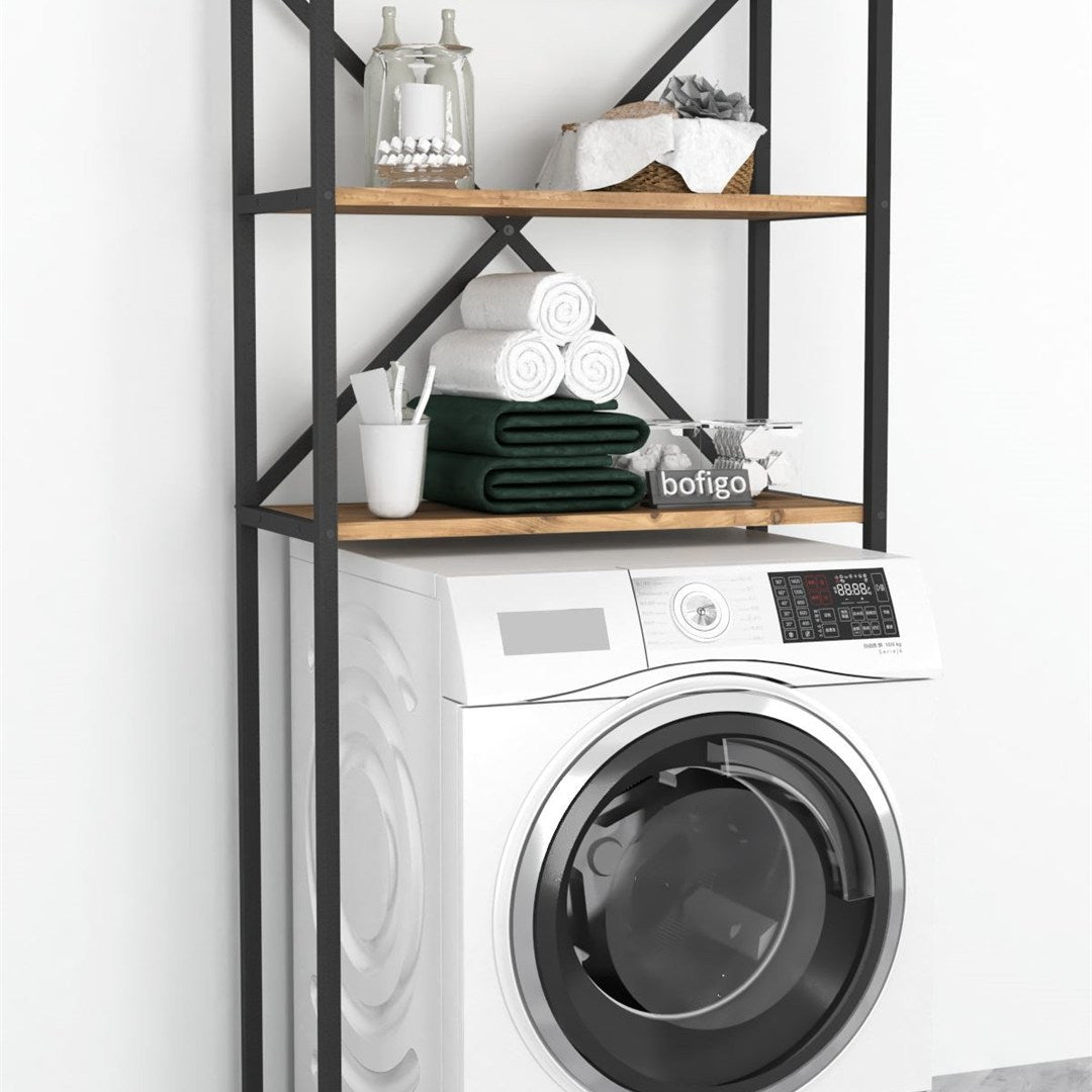 Organizator baie metalic multifunctional, raft baie cu 4-5 polite deschise 40 x 100 cm, cadru anti-rugina pentru