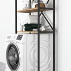 Organizator baie metalic multifunctional, raft baie cu 4-5 polite deschise 40 x 100 cm, cadru anti-rugina pentru