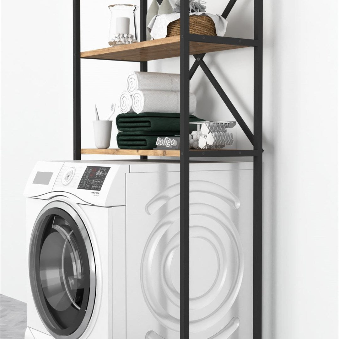 Organizator baie metalic multifunctional, raft baie cu 4-5 polite deschise 40 x 100 cm, cadru anti-rugina pentru