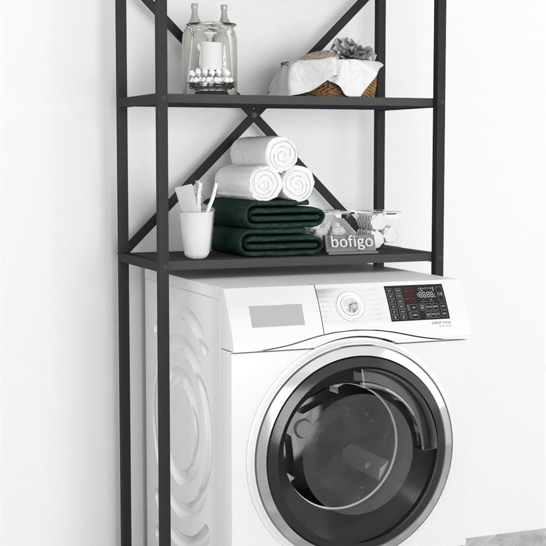Organizator baie metalic multifunctional, raft baie cu 4-5 polite deschise 40 x 100 cm, cadru anti-rugina pentru