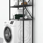Organizator baie metalic multifunctional, raft baie cu 4-5 polite deschise 40 x 100 cm, cadru anti-rugina pentru