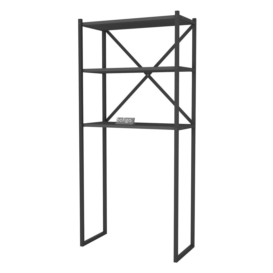 Organizator baie metalic multifunctional, raft baie cu 4-5 polite deschise 40 x 100 cm, cadru anti-rugina pentru