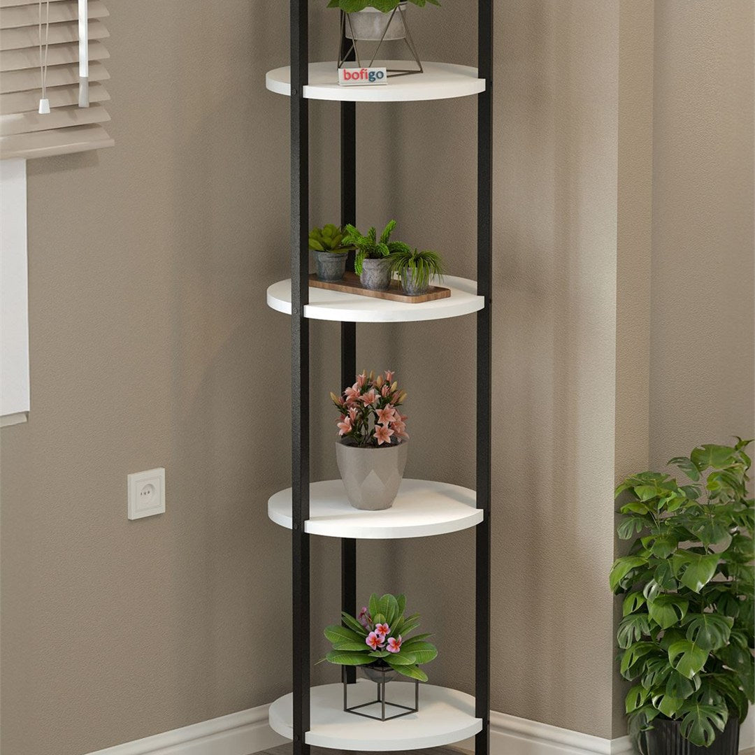 Suport flori si vase Lale cu 5 nivele, etajera decorativa pentru plante carti sau obiecte, cadru metalic + PAL