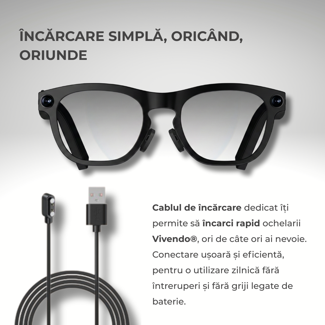 Ochelari Smart VIVENDO SMART GLASSES, Camera 1080P Full HD, AI Integrat