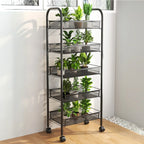 Raft slim portabil din metal, cu roti, 5 nivele, 45 x 27 x 105 cm
