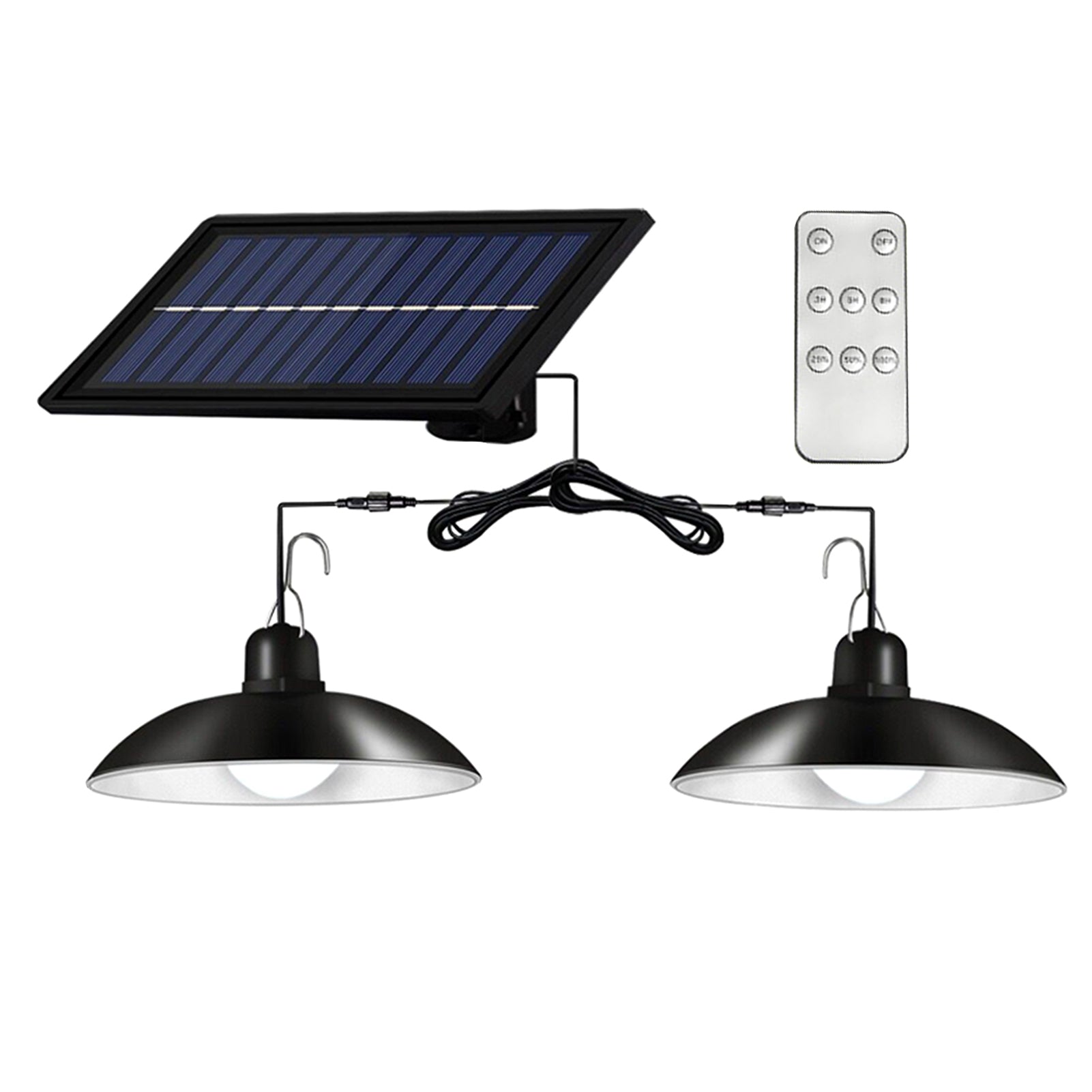 Lampă solara suspendata cu 2 becuri LED, telecomanda, 50W Imagine principală a produsului