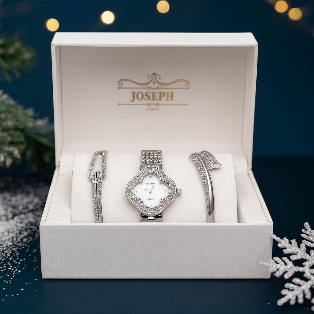 Set Ceas Elegant Dama cu Bratari Decorate cu Cristale Imagine secundară a produsului