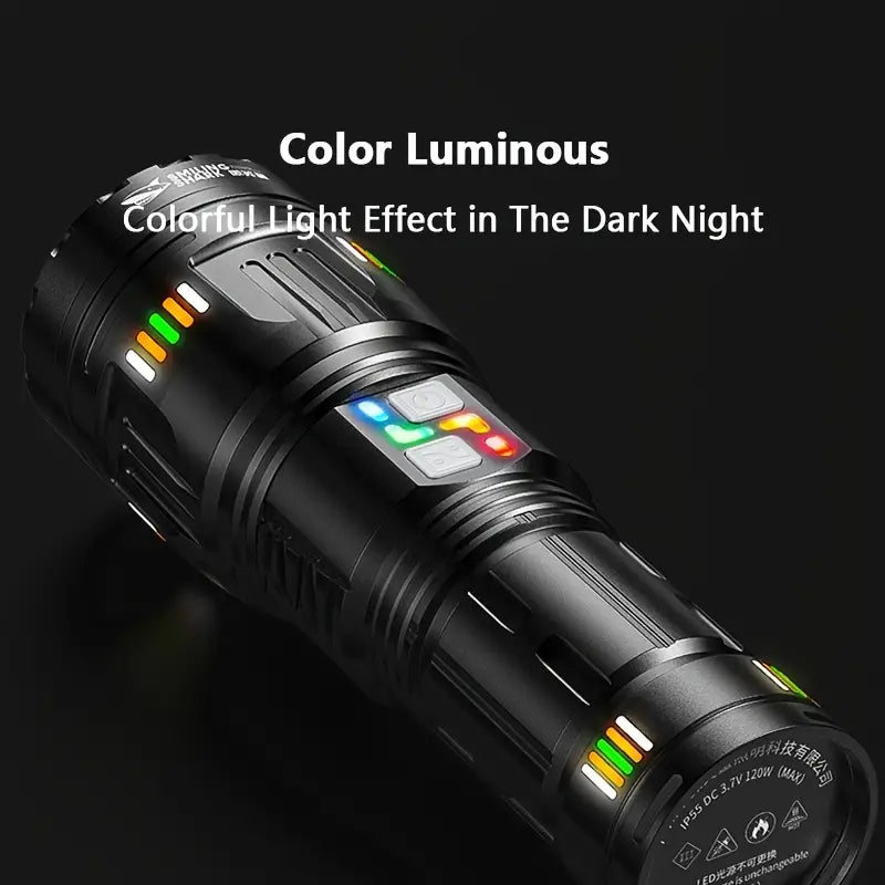 Lanterna profesionala cu LED laser, 5km raza actiune, 30000 lumeni