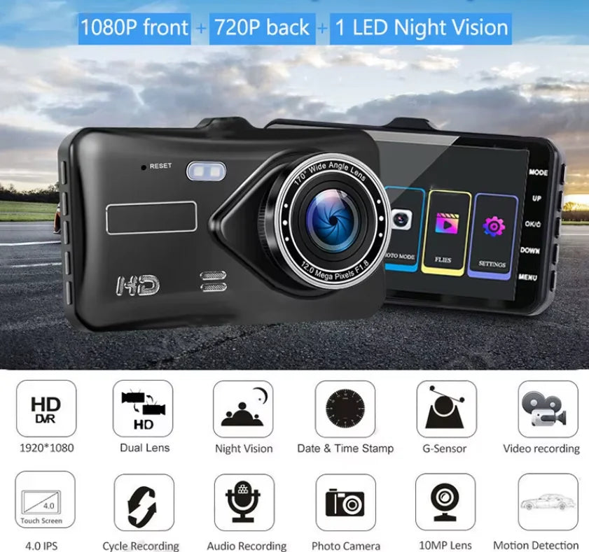 Camera auto dubla, Full HD, Rezolutie 1080p pentru Siguranța Casei