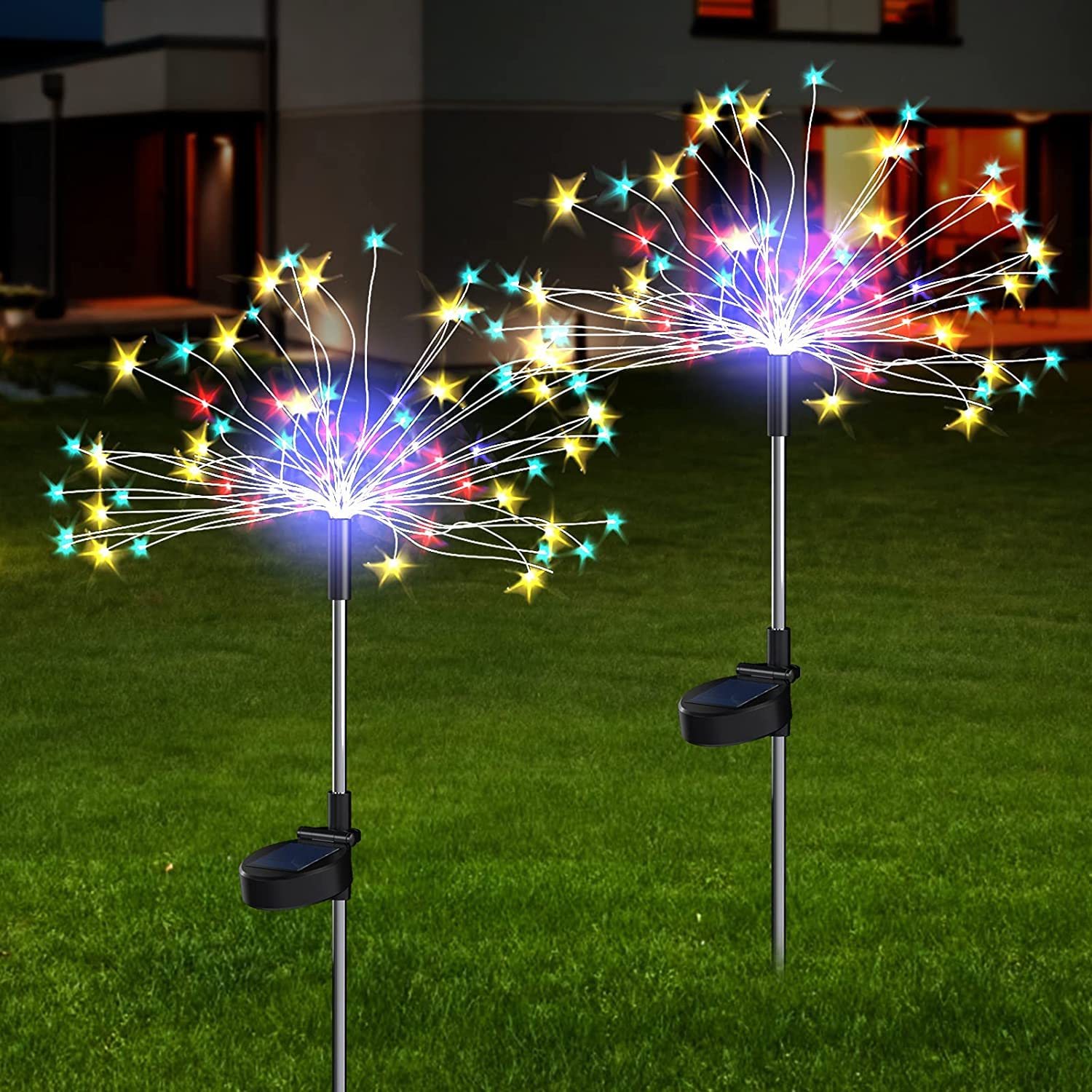 Set 2 Lampi solare artificii cu suport metalic, 100 LED Imagine principală a produsului
