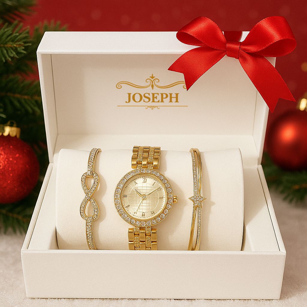 Set Ceas Elegant Dama cu Bratari Decorate cu Cristale Imagine principală a produsului