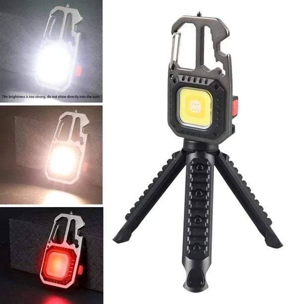 Lanterna LED tip breloc cu trepied, dispozitiv spargere geamuri, surubelnite, cheie, deschizator sticle Imagine principală a produsului