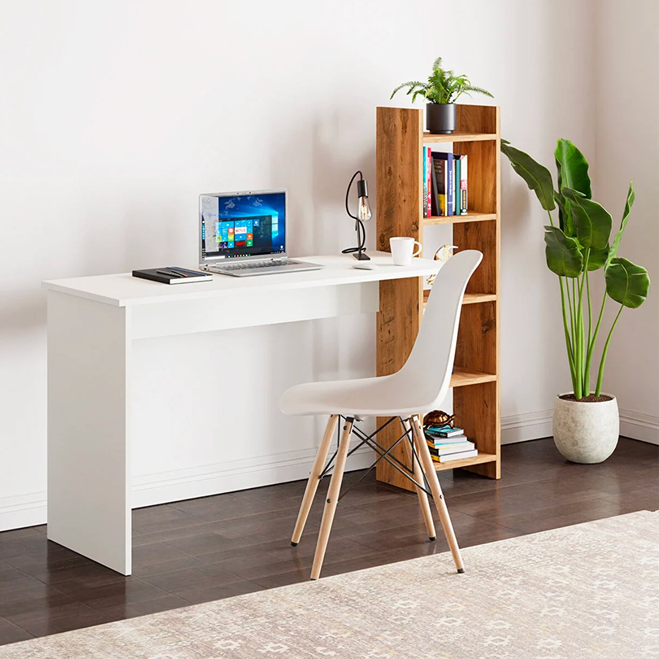 Masa birou cu biblioteca laterala si 5 rafturi, 120 cm Imagine secundară a produsului