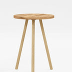 Masuta decorativa rotunda cu picioare din lemn, stil scandinav, 34x34x45 cm