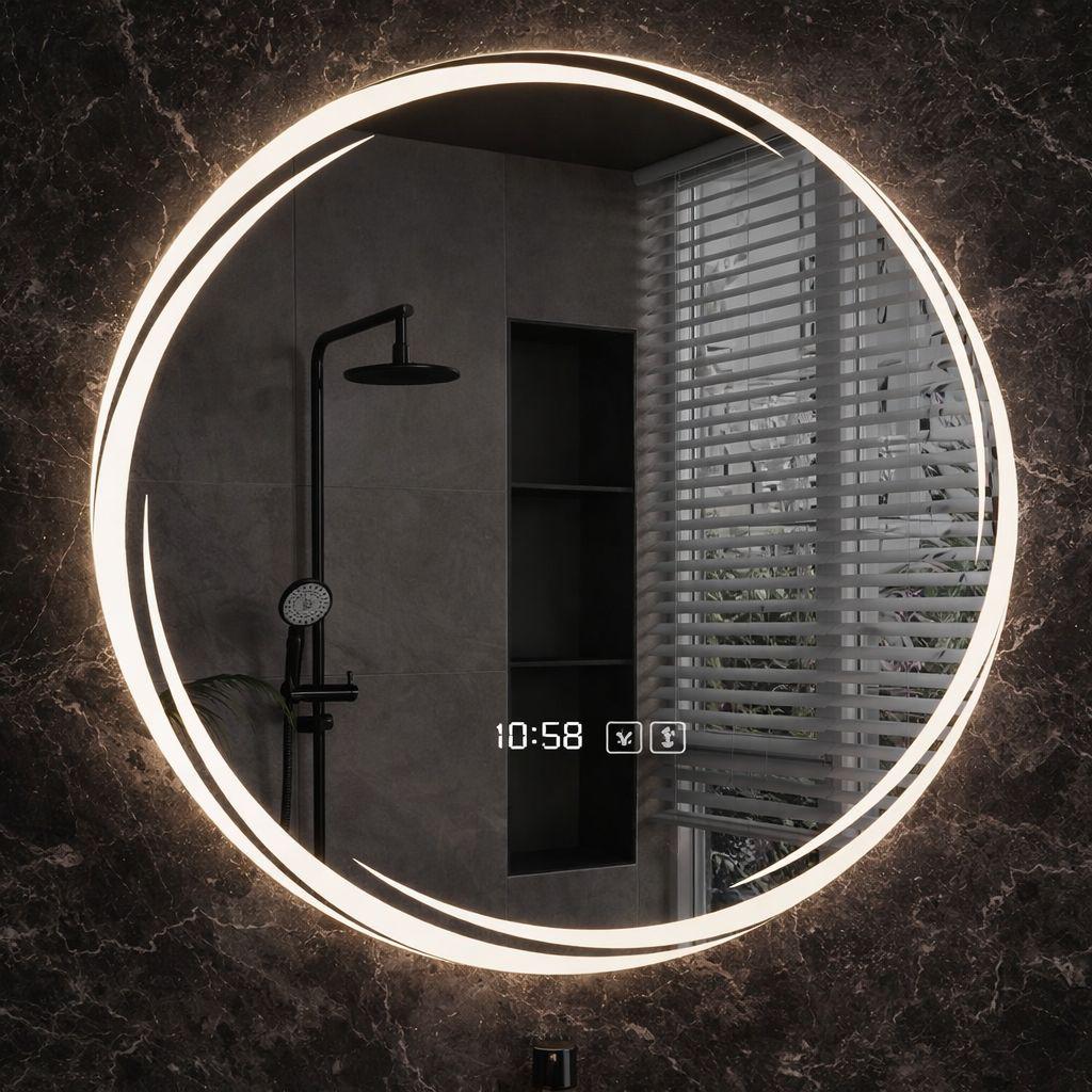 Oglindă LED Rotunda 80 cm cu Touch, Antiaburire si Lumina Reglabila