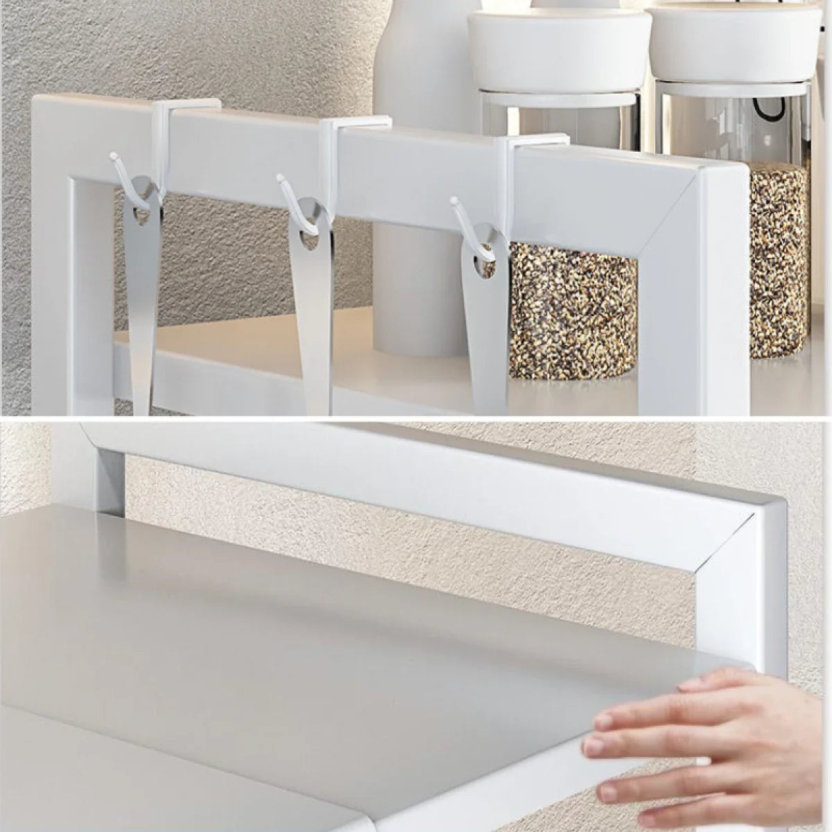 Raft metalic cuptor cu microunde, negru, etajera ajustabila, organizator Bucătărie, 40-60 x 36.5 x 45 cm