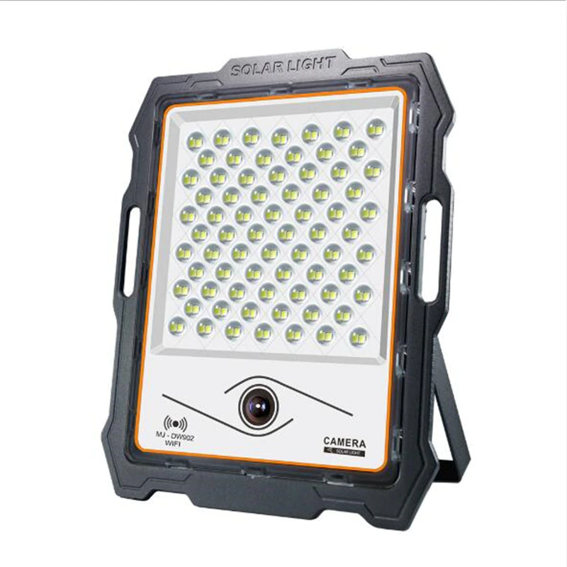 Proiector LED cu panou solar si camera WIFI, 100W-300W, 82-236 LED-uri, lumina alba, telecomanda