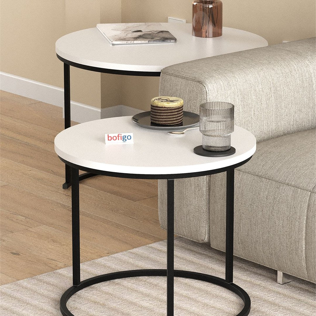 Set 2 masute Hilal Zigon, masute cafea 60 x 50 cm, stil Zigon se imping una sub alta Imagine secundară a produsului