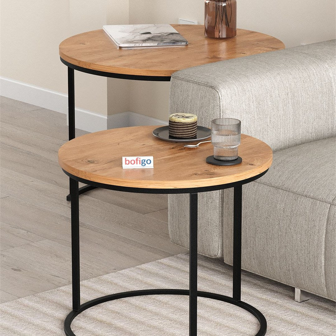 Set 2 masute Hilal Zigon, masute cafea 60 x 50 cm, stil Zigon se imping una sub alta