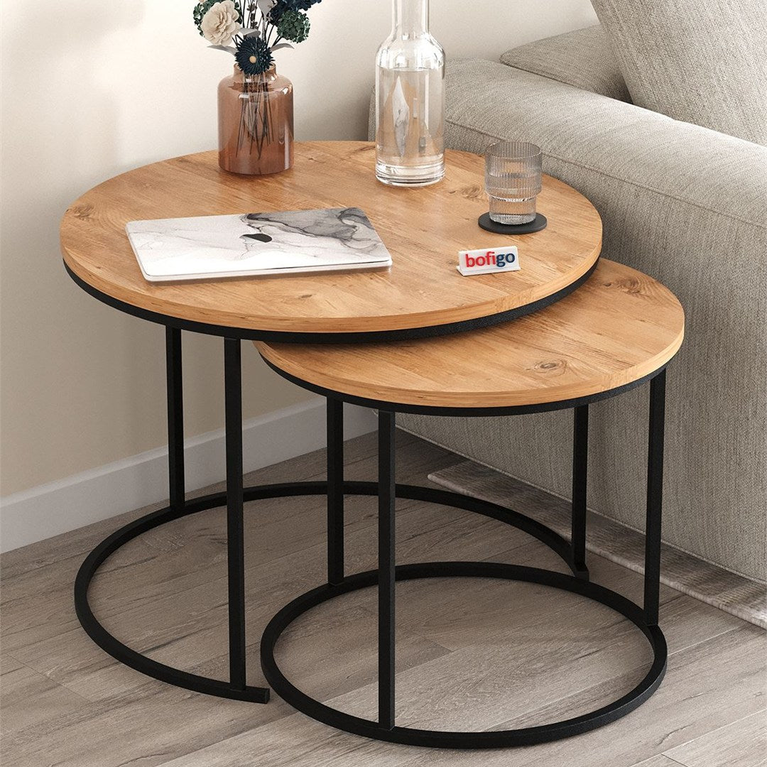 Set 2 masute Hilal Zigon, masute cafea 60 x 50 cm, stil Zigon se imping una sub alta