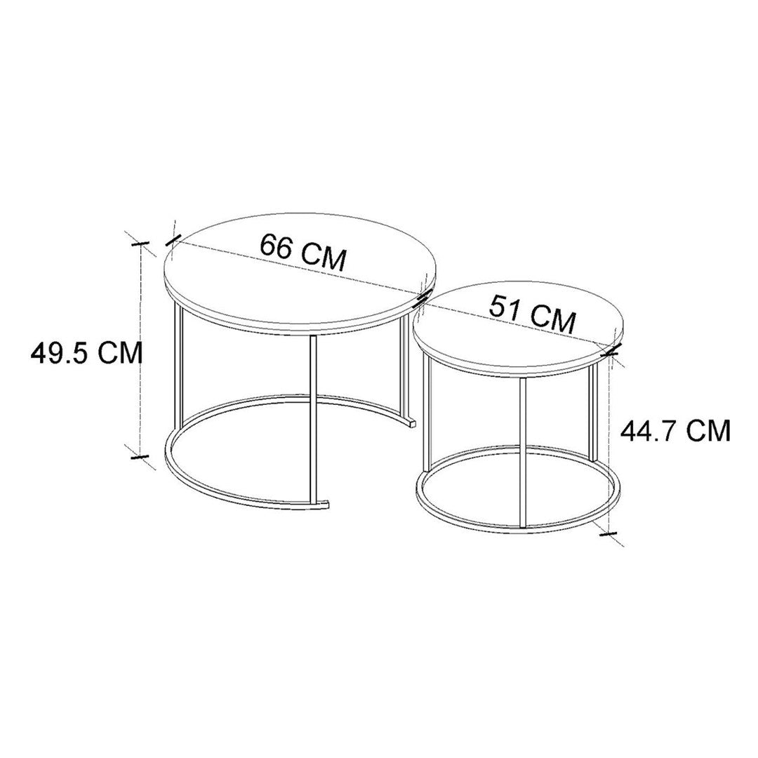 Set 2 masute Hilal Zigon, masute cafea 60 x 50 cm, stil Zigon se imping una sub alta
