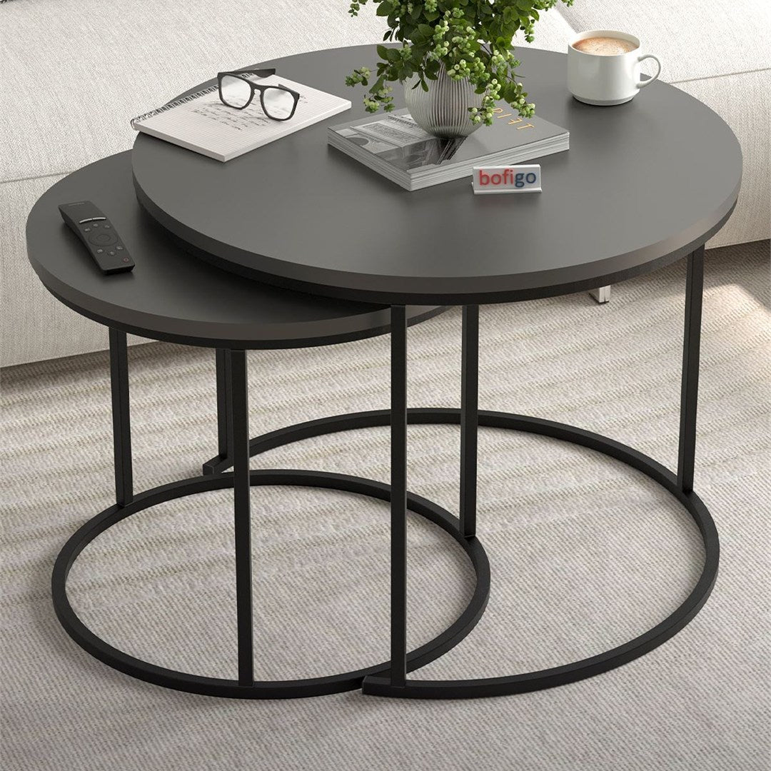 Set 2 masute Hilal Zigon, masute cafea 60 x 50 cm, stil Zigon se imping una sub alta