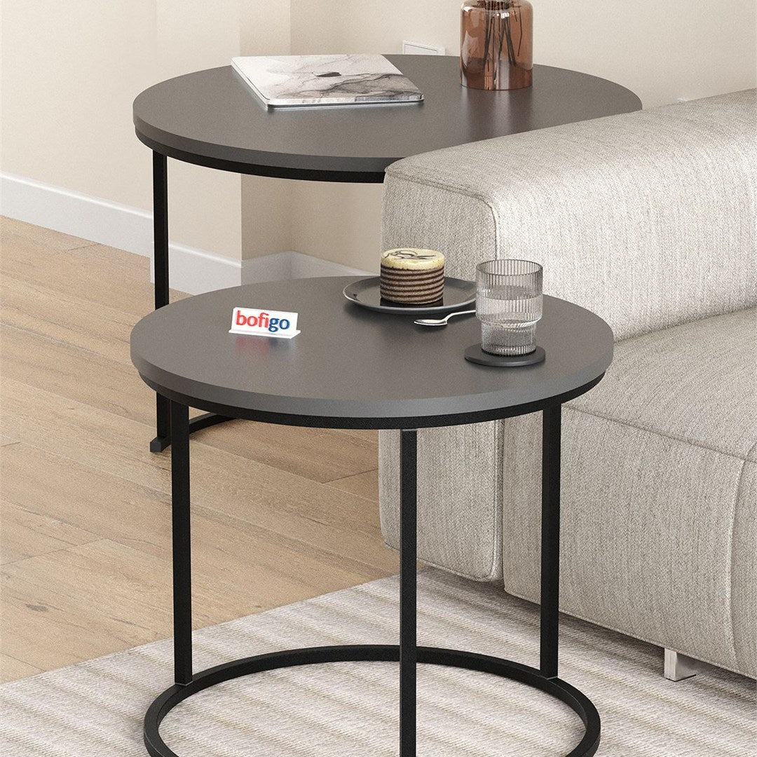 Set 2 masute Hilal Zigon, masute cafea 60 x 50 cm, stil Zigon se imping una sub alta