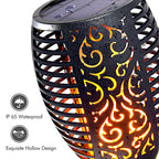 Lampă solara tip torta cu efect flacara, varianta mare 78cm, 96LED