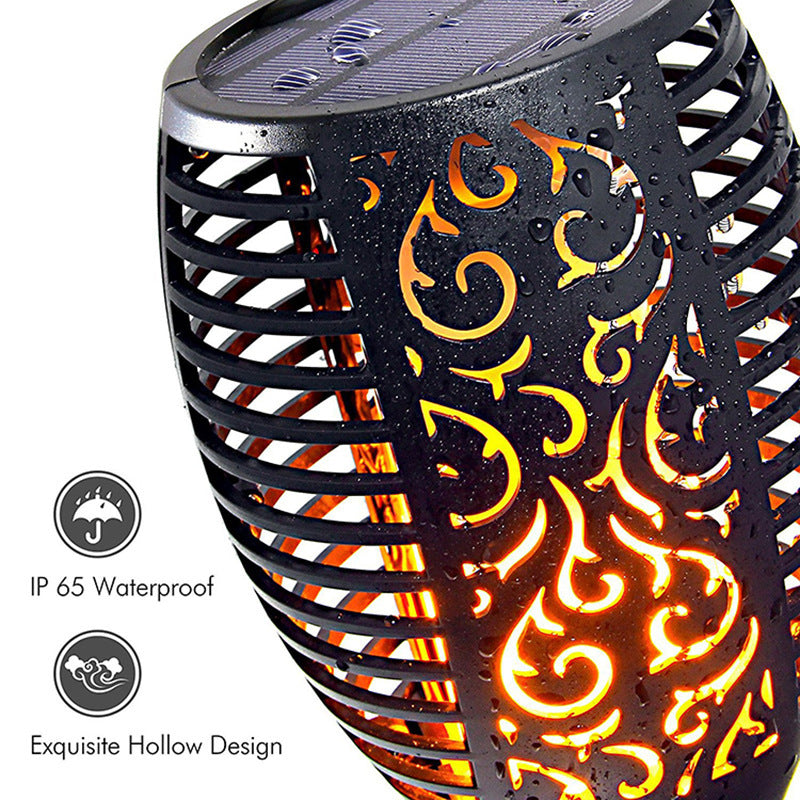 Lampă solara tip torta cu efect flacara, varianta mare 78cm, 96LED